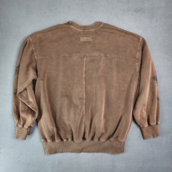 Vintage 90s Arizona Jean Co Sweatshirt Women's XS Brown Boho Music Floral - Picture 8 of 8